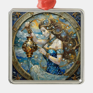 Zodiac - Aquarius Vatten Bearer Julgransprydnad Metall