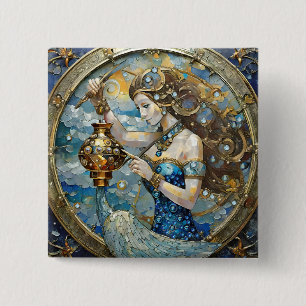 Zodiac - Aquarius Vatten Bearer Knapp