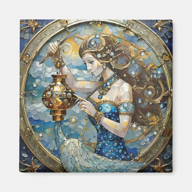Zodiac - Aquarius Vatten Bearer Magnet (Framsidan)