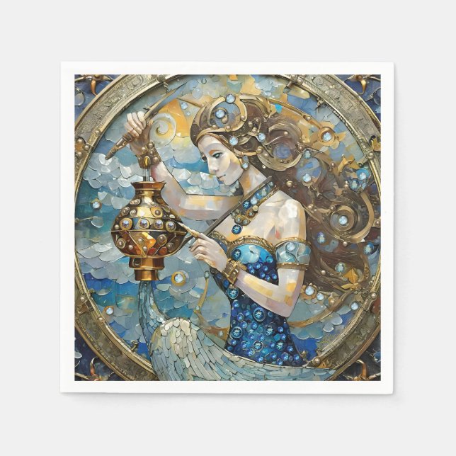 Zodiac - Aquarius Vatten Bearer Pappersservett (Framsidan)
