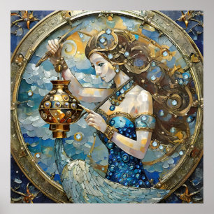 Zodiac - Aquarius Vatten Bearer Poster