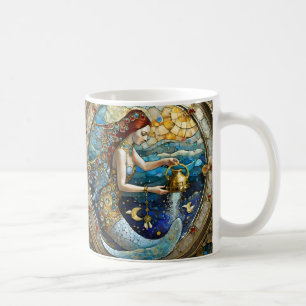 Zodiac - Aquarius Vatten Bearer-Sjöjungfrun Kaffemugg