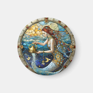 Zodiac - Aquarius Vatten Bearer-Sjöjungfrun Magnet