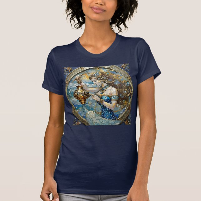 Zodiac - Aquarius Vatten Bearer T Shirt (Framsida)