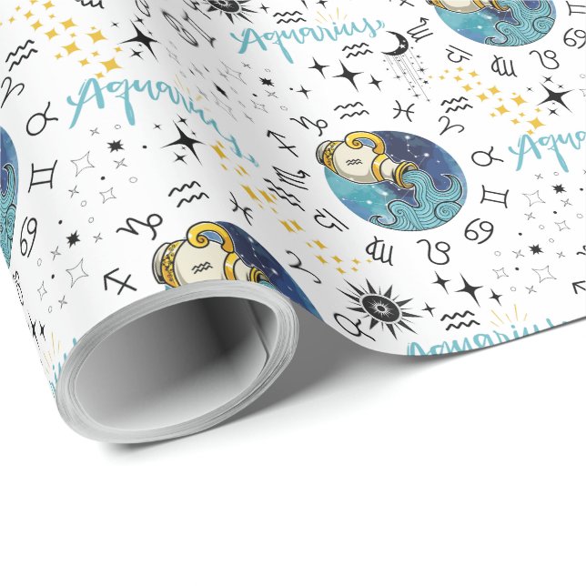Zodiac Aquarius Wrapping Papper Presentpapper (Rullad Hörn)