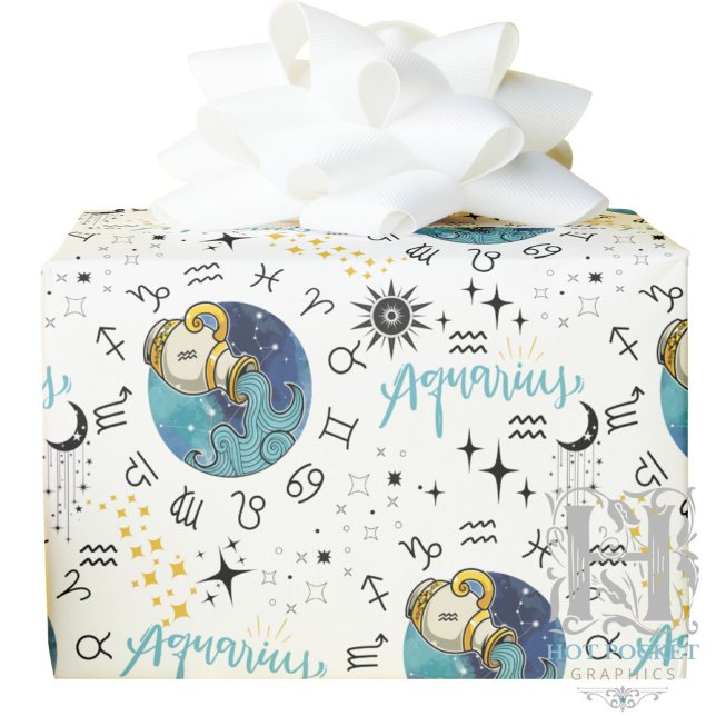 Zodiac Aquarius Wrapping Papper Presentpapper (Skapare uppladdad)