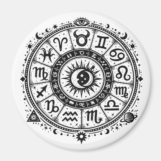 Zodiac Arcana — De tolv stjärntecknen av BurnsInHe Magnet (Framsidan)