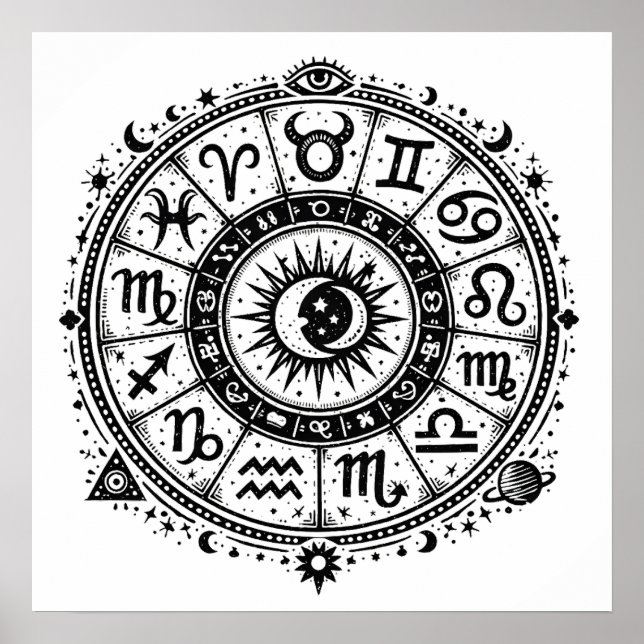 Zodiac Arcana — De tolv stjärntecknen av BurnsInHe Poster (Framsidan)