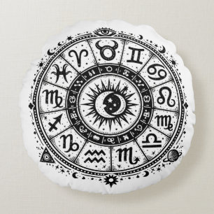 Zodiac Arcana — De tolv stjärntecknen av BurnsInHe Rund Kudde