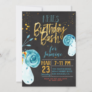 Zodiac Aries Birthday Inbjudningar