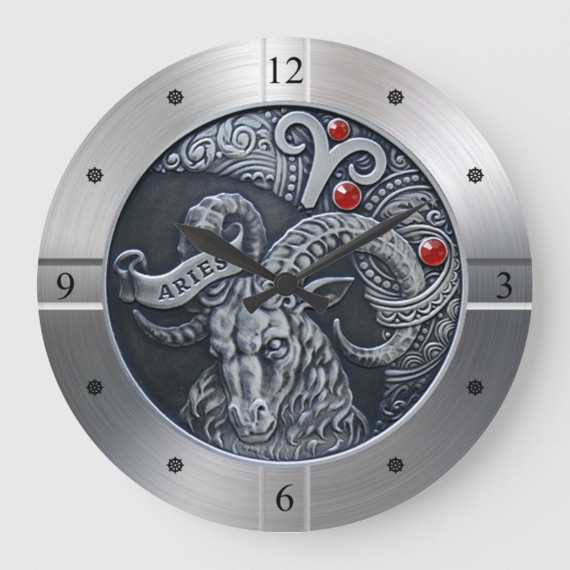 Zodiac ~ Aries ~ Celestial ~ Western astrologi ~ Stor Klocka (Framsida)
