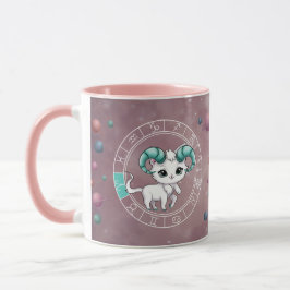 Zodiac Aries Cute Cat Wheel Planet Astrology Mugg