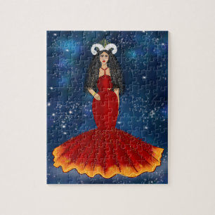 Zodiac Aries guddess in Blue Celestial Pussel