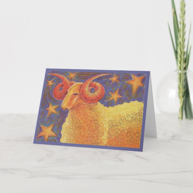 Zodiac Aries hälsning kort (Framsida)