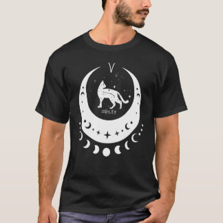 Zodiac Aries Horoscope Astrology Cat Crescent Moon T Shirt