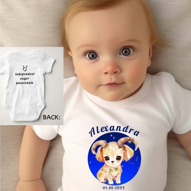 Zodiac Aries Namn Birthdate Traits front back T Shirt (Skapare uppladdad)