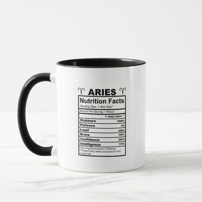 Zodiac Aries Nutrition Fact Mugg (Vänster)