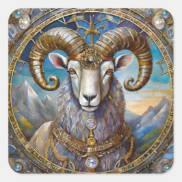 Zodiac - Aries Ram Fyrkantigt Klistermärke