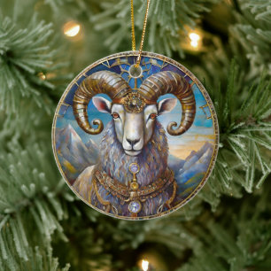 Zodiac - Aries Ram Julgransprydnad Keramik