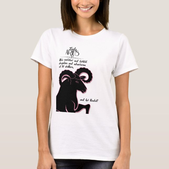 Zodiac Aries Ram med Traits för henne T-shirt (Framsida)
