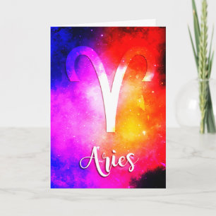 Zodiac: Aries Space Candy Birthday Card Kort