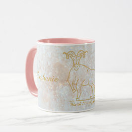 Zodiac Aries Stjärntecken Cosmic Monogram Glitter Mugg