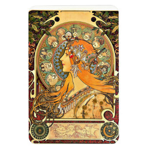 Zodiac, Art nouveau-målning av Alphonse Mucha Magnet
