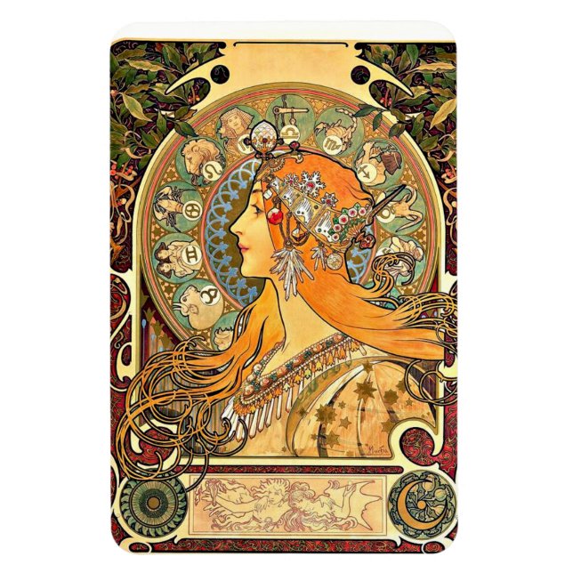 Zodiac, Art nouveau-målning av Alphonse Mucha Magnet (Vertikal)