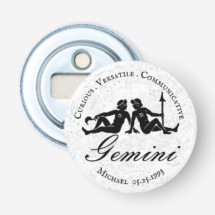 Zodiac Astrology Gemini Character White Anpassning Flasköppnare