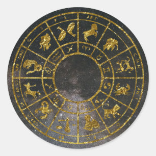 Zodiac astrology guld-klistermärken runt klistermärke