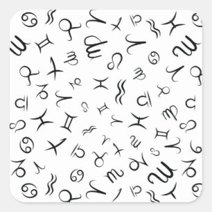 Zodiac Astrology Horoscope Mönster Font Fyrkantigt Klistermärke