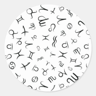 Zodiac Astrology Horoscope Mönster Font Runt Klistermärke