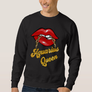 Zodiac Astrology Lip Aquarius Queen January Lång Ärmad Tröja