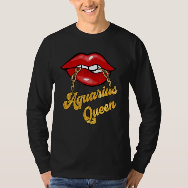 Zodiac Astrology  Lip Aquarius Queen January T Shirt (Framsida)