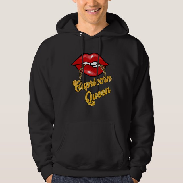 Zodiac Astrology  Lip Capricorn Queen December Hoodie (Framsida)