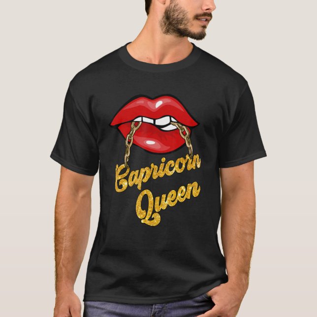 Zodiac Astrology  Lip Capricorn Queen December T Shirt (Framsida)