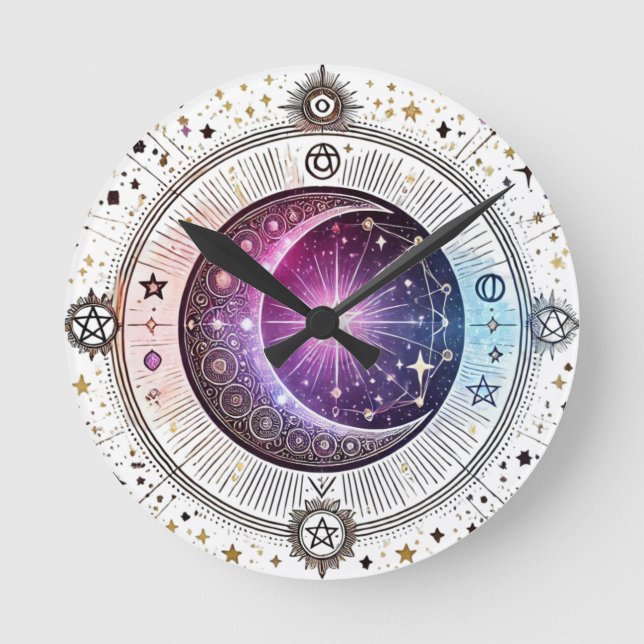 Zodiac astrology måne rund klocka (Framsida)