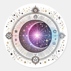 Zodiac astrology måne runt klistermärke