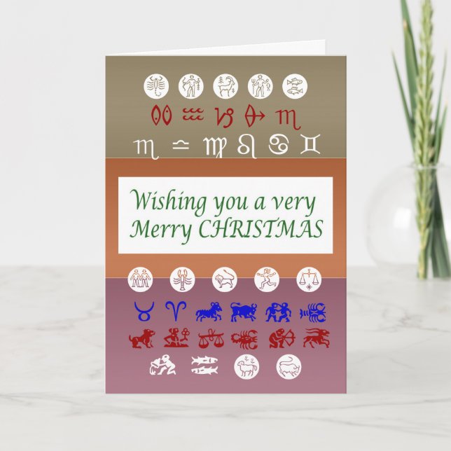 Zodiac Astrology Symbol: God jul Julafton Helgkort (Framsida)