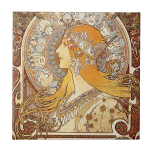 Zodiac av Alphonse Mucha Kakelplatta