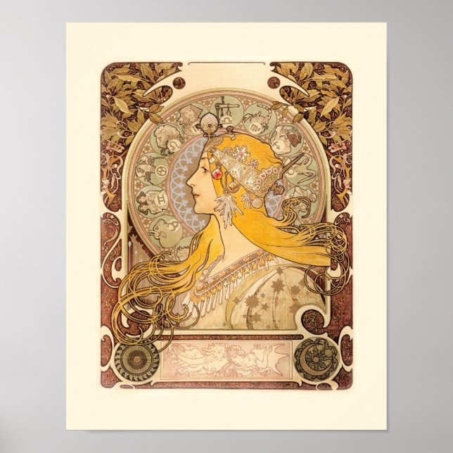 Zodiac av Alphonse Mucha Poster (Framsidan)