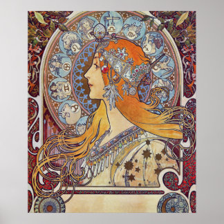 Zodiac av Alphonse Mucha Poster