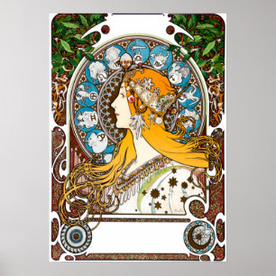 Zodiac av Alphonse Mucha Poster