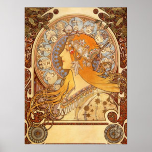 Zodiac av Alphonse Mucha Poster