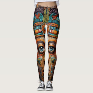 Zodiac & Aztec Porträtt Abstrakt Mix Leggings