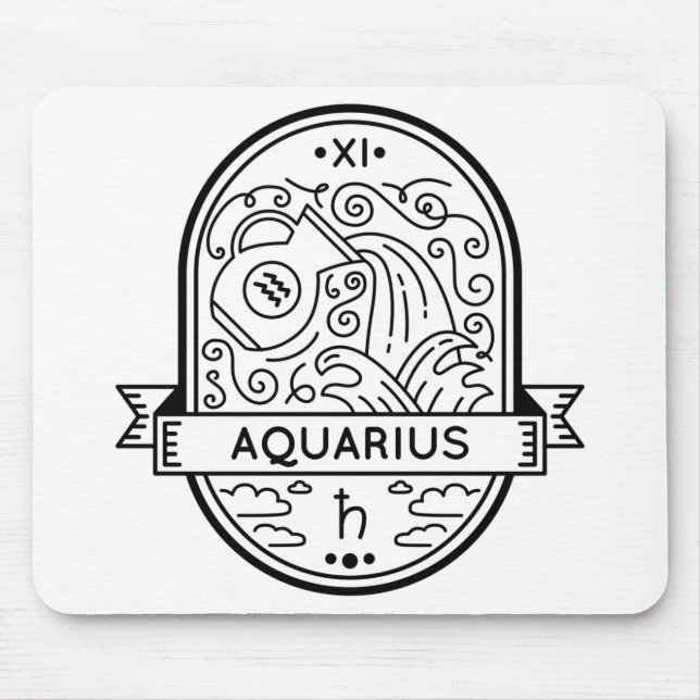 ZODIAC BADGE SYMBOL AQUARIUS STROKE MUSMATTA (Framsidan)