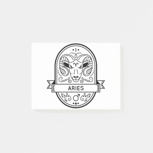 ZODIAC BADGE SYMBOL ARIES STROKE POST-IT BLOCK (Framsida)
