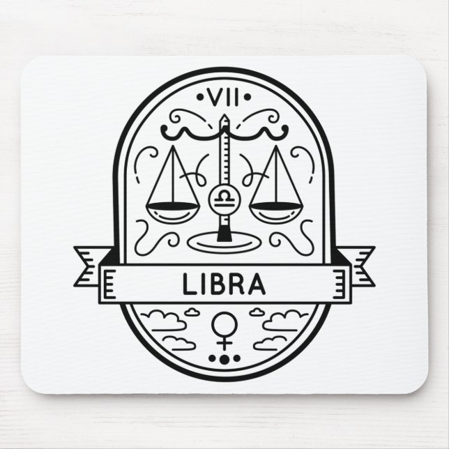 ZODIAC BADGE SYMBOL LIBRA STROKE MUSMATTA (Framsidan)