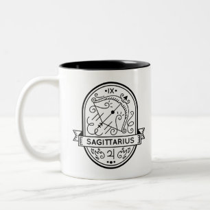 ZODIAC BADGE SYMBOL SAGITTARIUS STROKE Två-Tonad MUGG