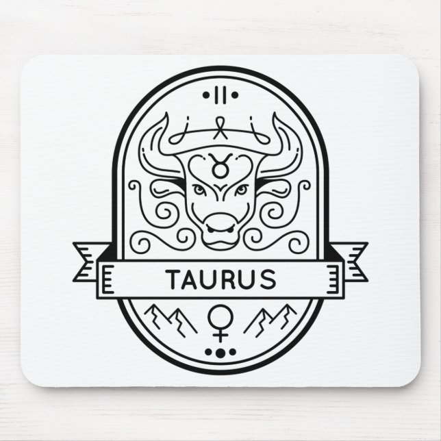 ZODIAC BADGE SYMBOL TAURUS STROKE MUSMATTA (Framsidan)